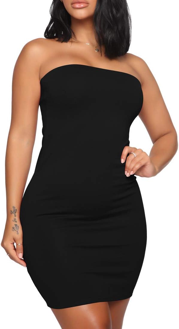 Women's Casual Bodycon Tube Top Strapless Mini Dress