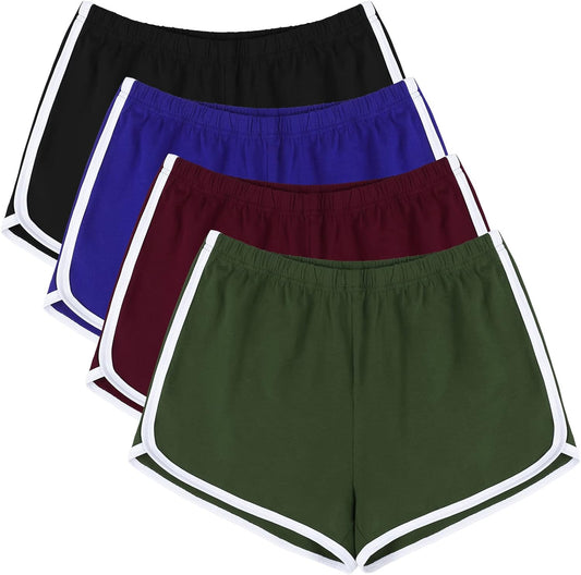 4 Pack Cotton Yoga Shorts. Athletic Sports Wear.