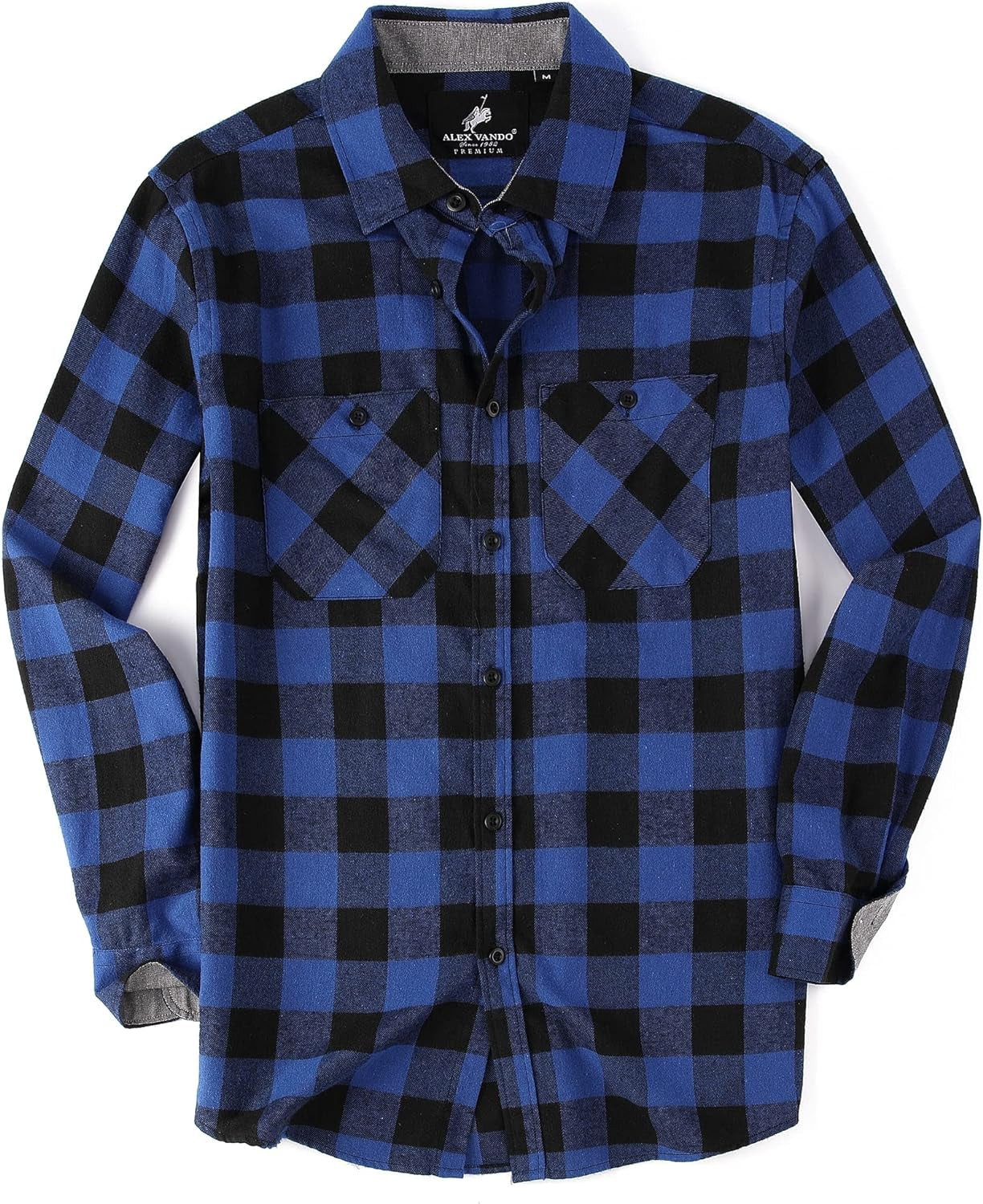 Mens Button down Shirts Regular Fit Long Sleeve Casual Plaid Flannel Shirt